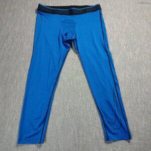 Nike Pro Leggings Men's Size XXL Blue Black Calf 3/4 Length Performance